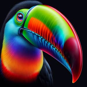 Vividly Colored Toucan Bird with Extravagant Large Beak