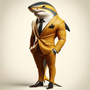 Elegant Shark in Yellow Suit with Black Accents