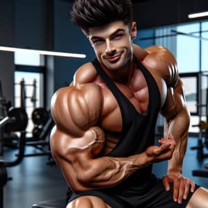 Muscular Gym Enthusiast Flexing - Fitness Inspiration