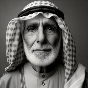 Elderly Arab Man Portraying Wisdom and Dignity in Humble Attire