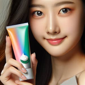 Young Asian Woman with JWpro Face Foam | Skincare Product