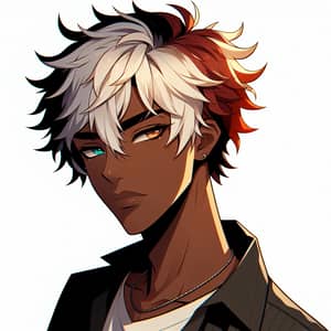 Anime Man with Dark Skin and Light-Colored Hair