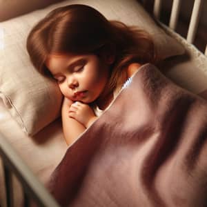 Tranquil Sleeping Baby Girl Under Soft Pink Blanket