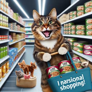 Jovial Feline Shopping for Supplies | Rich striped fur cat