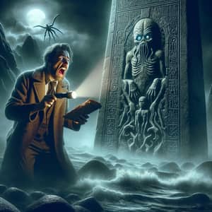 Eldritch Horror Scene: Ancient Monolith & Dreaded Secrets