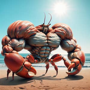 Muscular Crab with Exaggerated Features - Powerful and Humorous