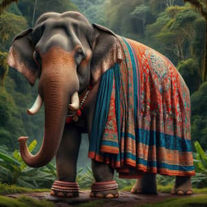 Majestic Elephant in Vibrant Lungi | Jungle Fusion
