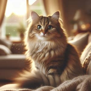 Charming Tabby Cat with Intense Green Eyes - Cozy Indoor Setting
