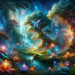Mystical Forest & Hidden Waterfall | Vibrant Colors | Magical Creatures