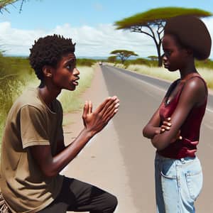 Apology in African Savannah: Black Boy and Girl