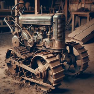 Vintage Motorized Cultivator in Rustic Setting