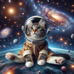 Cat in Space: Playful Feline Among Stars and Galaxies