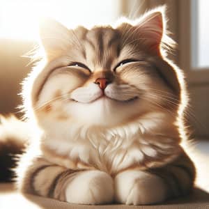 Happy Domestic Cat Enjoying Sunlight | Cute Cat Photo