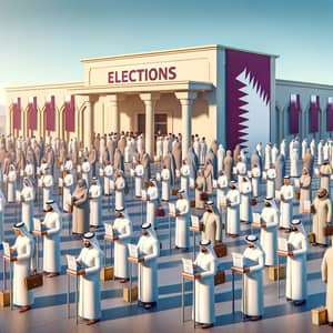 Elections Scene in Qatar: Voters of Various Descents and Genders