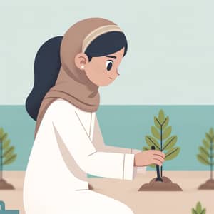 Qatari Female Student Protecting Environment - Environmental Well-Being