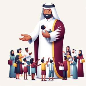Kind and Generous Qatar Helping Diverse People | Illustration