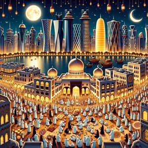 Ramadan in Qatar: Nighttime Scenes of Traditional Celebrations