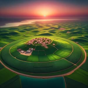 Green Landscapes of Qatar: Agricultural Splendor in Semi-Circle Shape