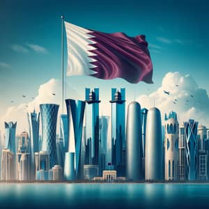 2017 Qatar Economic & Diplomatic Crisis: Doha City Skyline & Flag