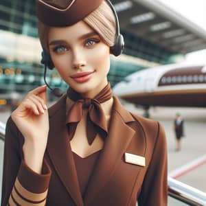 Professional Marrone Flight Attendant Uniform | International Airline