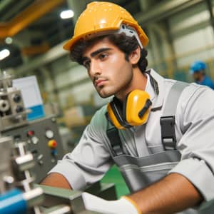 Young Qatari Man Operating Machinery | Factory Worker
