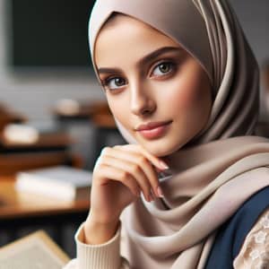 Elegant Female Student in Hijab Studying - Cultural Heritage