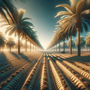 Agricultural Scenes in Qatar: Vast Date Palm Orchard