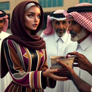 Qatari Girl Distributes Aid in Paradigmatic Dress | Photo Scene