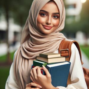 Middle Eastern Student with Hijab Carrying Books | XYZ Education