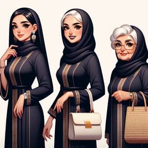 Diverse Group of Qatari Women in Traditional Attire