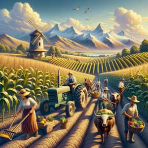 South America Agricultural Landscape: Corn Fields, Vineyards & Farmers
