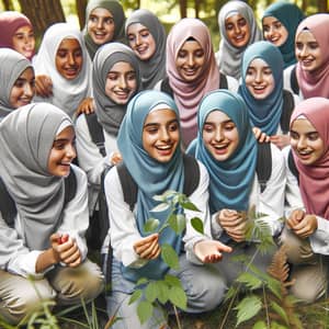 Multiethnic Hijabi Students Engaging on School Trip
