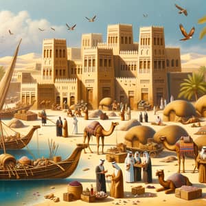 Ancient Historical Depiction of Qatar's Traditional Trading Culture