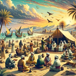 Ancient Gulf Region Traditions Illustration - Cultural Diversity Depicted