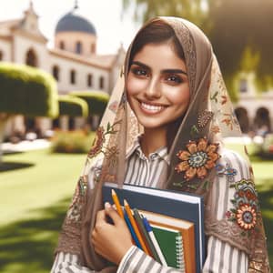 Hispanic Female Student in Traditional Veil: Education and Dedication