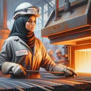 Qatari Woman Working in Iron and Steel Factory | Industrial Art