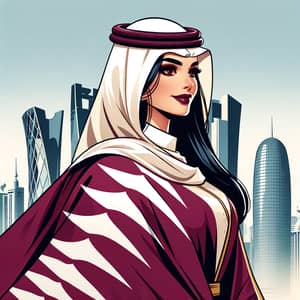 Proud Qatari Woman in Traditional Attire | Qatar Flag Colors