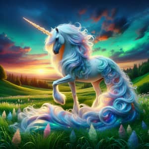 Magical Unicorn in Viridescent Meadow | Enchanting Fantasy Scene