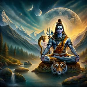 Artistic Representation of Lord Shiva in Himalayan Serenity