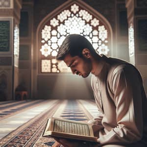 Devout Muslim Reading Quran | Spiritual Islamic Setting