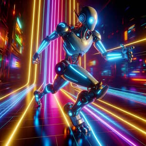 Futuristic Anime Android with Neon Lights - Cyberpunk Scene