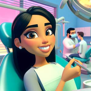 Hispanic Dentist in Vibrant 3D Animation Style