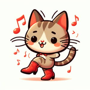 Passionate Tango Dancing Feline in Vibrant Red Boots