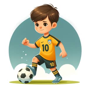 Young Boy Soccer Player with Number 10 Yellow Jersey - San Viator