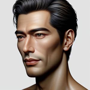 Captivating Eurasian Man Portrait with Slick-Back Hair