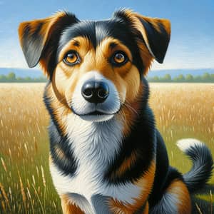 Medium-Sized Mixed Breed Dog Oil Painting