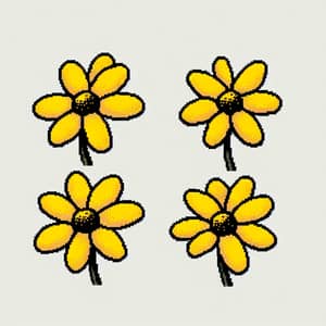 Hand-Drawn Yellow Flowers in Paint Style