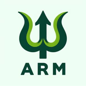 Dynamic Green Trident Logo Design for Arm Brand