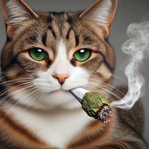 Enigmatic Smoking Cat Picture | Unconventional & Humorous Scene