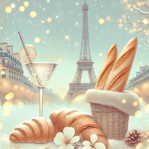 Winter Scene in Paris with Eiffel Tower | Anime-Style Charm
